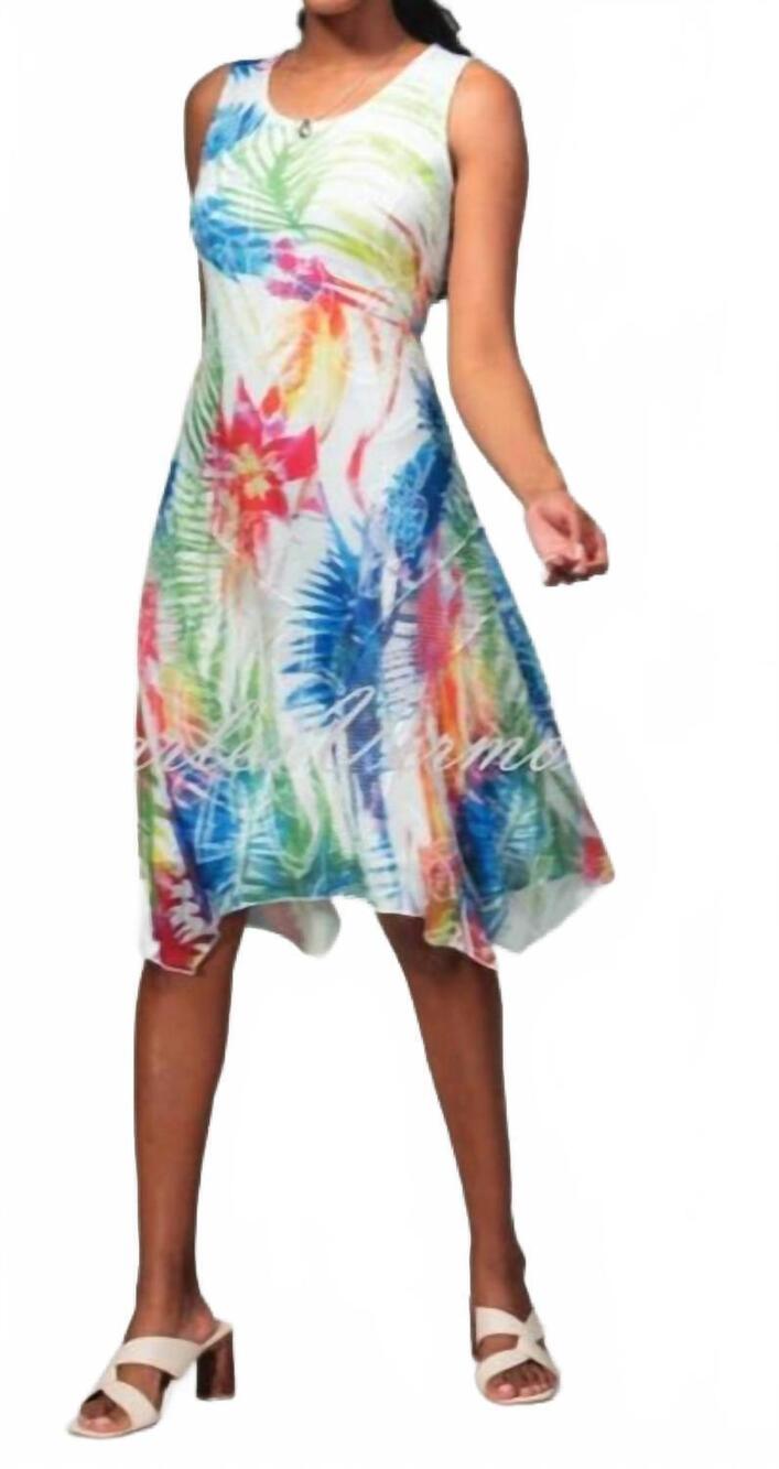 NEW ALISON SHERI sleeveless dress with handkerchief hemline in multi color